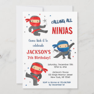 Ninja Karate Birthday Party Invitations