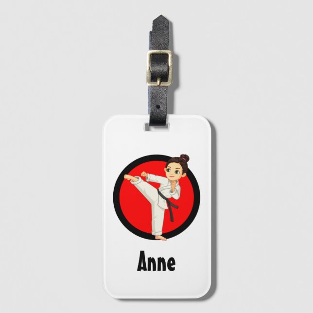 Ninja/Karate Girl Luggage Tag (Front Vertical)