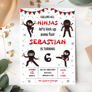 Ninja Karate Kids Boy Birthday Party Invitation