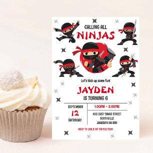 Ninja Karate Kids Boy Birthday Party Invitation