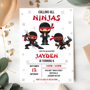Ninja Karate Kids Boy Birthday Party Invitation