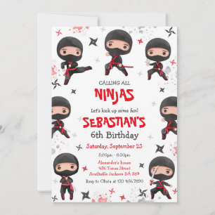 Ninja Karate Kids Martial Arts Birthday Invitation