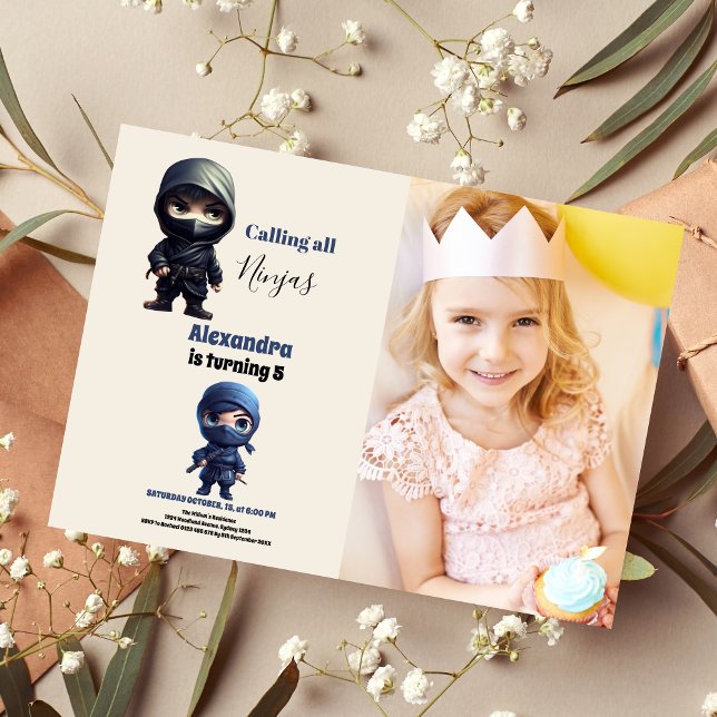 Ninja Karate Martial Arts Birthday Party Photo Invitation (Creator Uploaded)