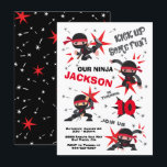 Ninja Karate Warrior Birthday Party Invitation<br><div class="desc">Kick up some Karate fun with this Ninja Warrior birthday party! Features Jumping,  kicking moves with Caucasian,  Black African American and Asian or Mexcian flesh tones.</div>