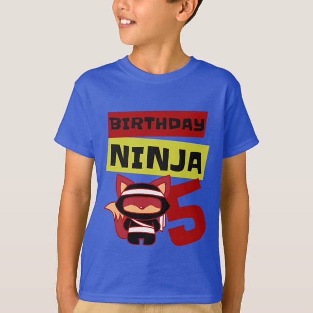 Ninja Kids 5th Birthday I'm 5 Years Old boy tee (Front)