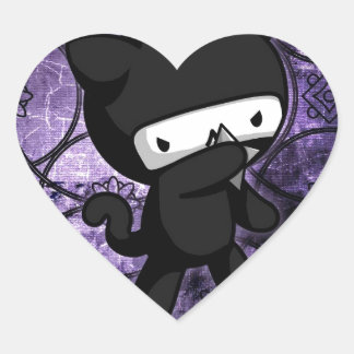 Ninja Kitty Heart Sticker