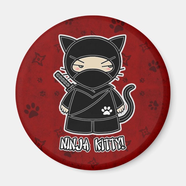 Ninja Kitty! In Red Magnet (Front)
