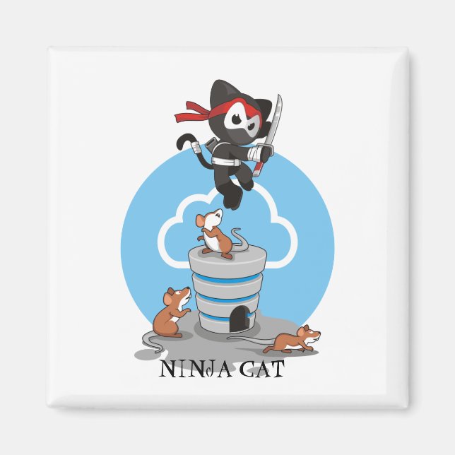 Ninja Kitty with Mice Magnet (Front)