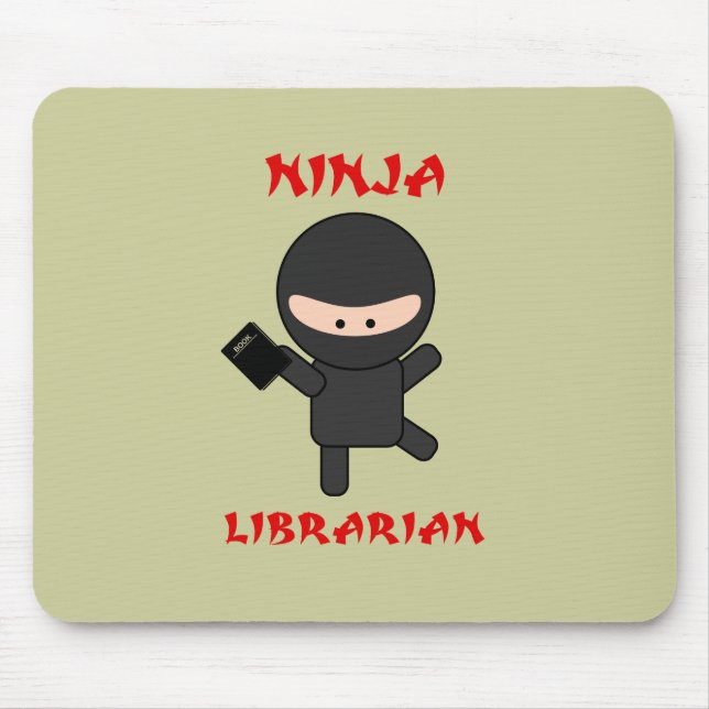 Ninja Librarian with Book Mouse Mat (Front)