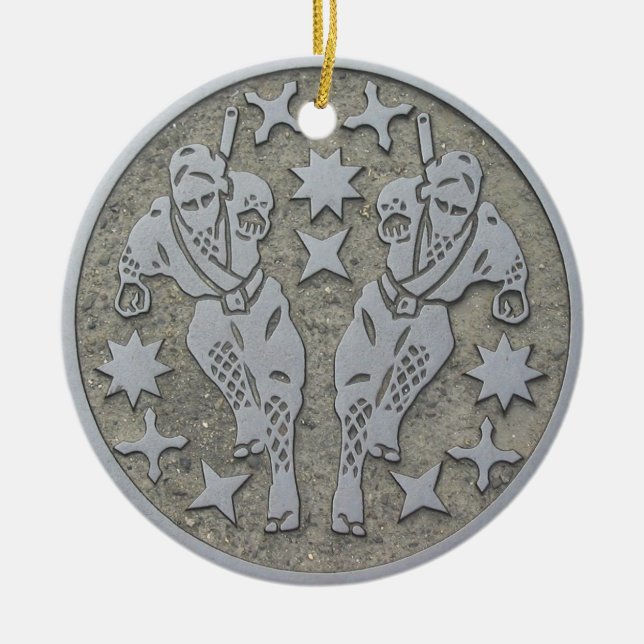 Ninja Manhole Ceramic Tree Decoration (Front)