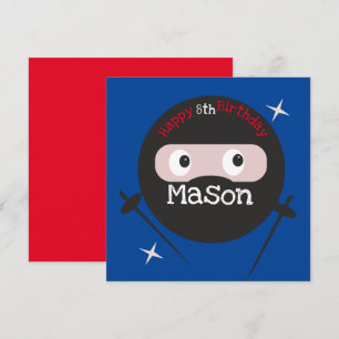 Ninja Martial Arts Karate Boys Birthday  Red Blue Card