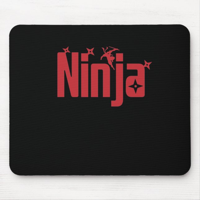 Ninja mit Wurfsternen Mouse Mat (Front)