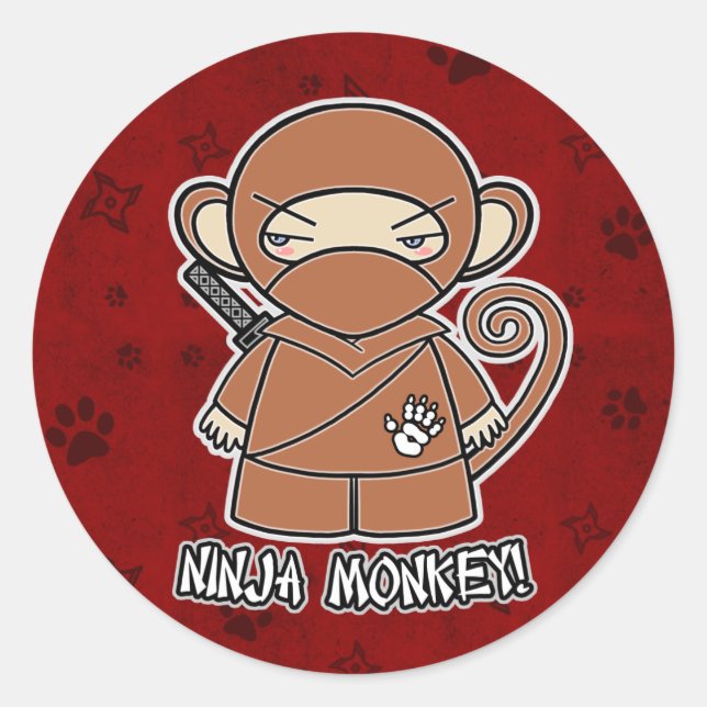 Ninja Monkey! In Red Sticker (Front)