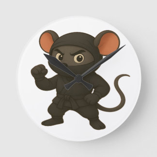 Ninja Mouse Wall Clock | Funny Cartoon Martial Art