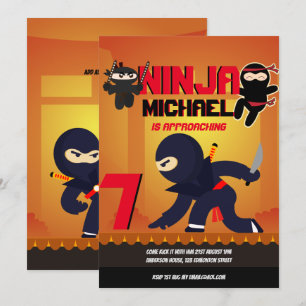 NINJA MOVIE STAR WARRIOR Boys Girls Cartoon Party Invitation