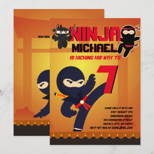 NINJA MOVIE STAR WARRIOR Boys Girls Cartoon Party Invitation