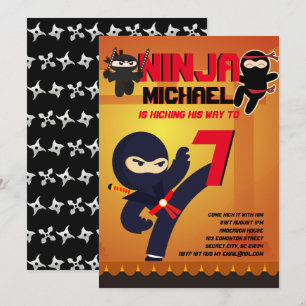 NINJA MOVIE STAR WARRIOR Boys Girls Cartoon Party Invitation