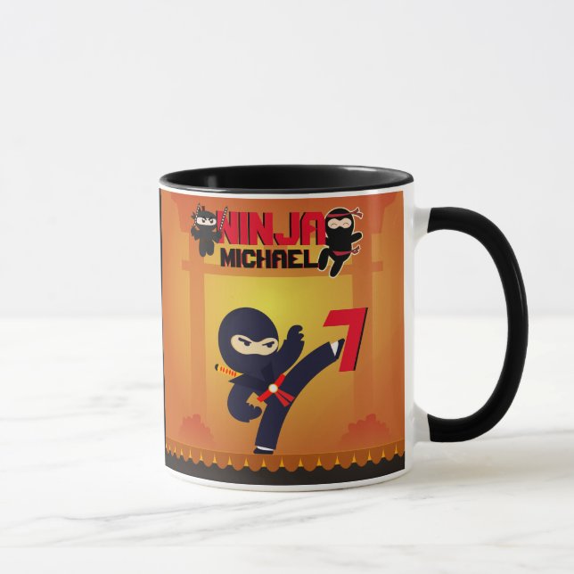 NINJA Movie Star Warrior Kicking it Karate Kids Mug (Right)