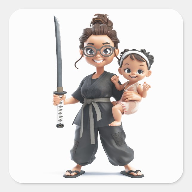 Ninja Mum Square Sticker (Front)