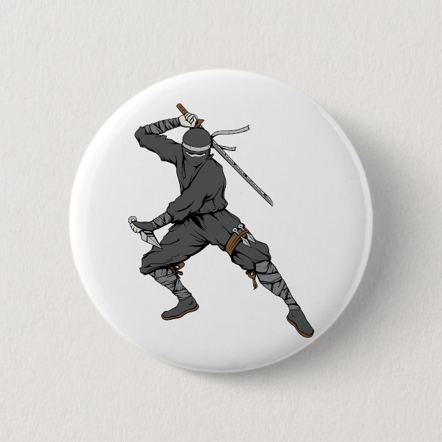 Ninja ~ Ninjas 2 Martial Arts Warrior Fantasy Art 6 Cm Round Badge (Front)