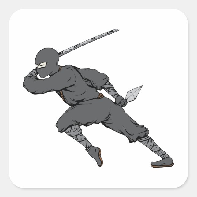 Ninja ~ Ninjas 7 Martial Arts Warrior Fantasy Art Square Sticker (Front)
