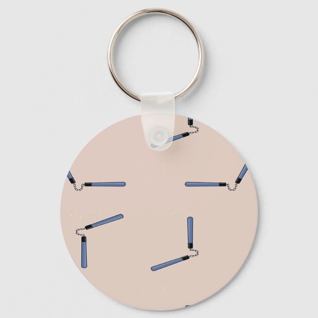Ninja nunchaku on brown key ring (Front)