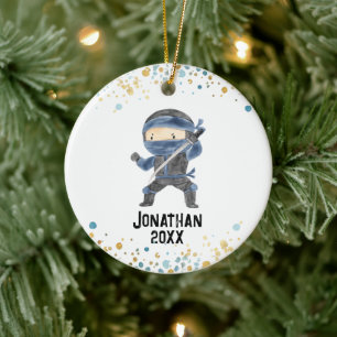 Ninja Ornament, Cute Karate Kids Christmas  Ceramic Tree Decoration