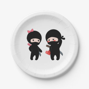 Ninja Pair, a Boy and a Girl Paper Plate