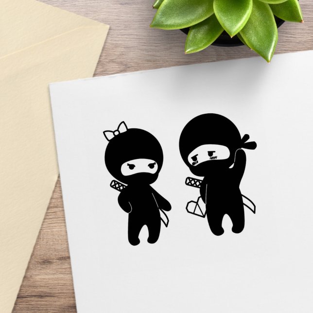 Ninja Pair, a Boy and a Girl Rubber Stamp (Creator Uploaded)