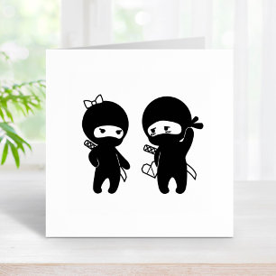 Ninja Pair, a Boy and a Girl Rubber Stamp