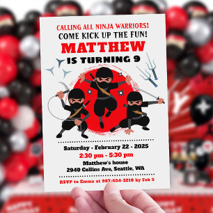 Ninja party birthday invitation, Karate Invitation