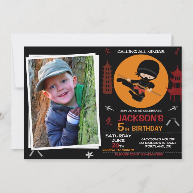Ninja party birthday - Ninja Warrior birthday Invitation (Front)
