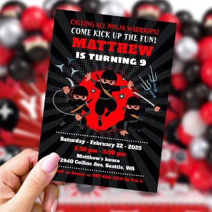 Ninja party invitation, Ninja birthday Invitation