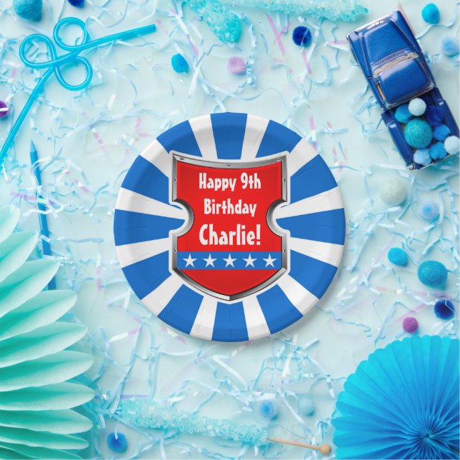 Ninja Patriotic Warrior Boys Kids Birthday Party Paper Plate (Party)
