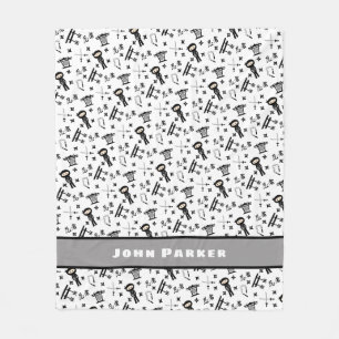 Ninja pattern blanket with name, black grey