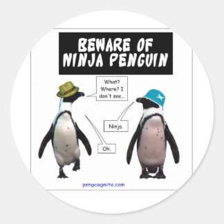 Ninja penguin classic round sticker