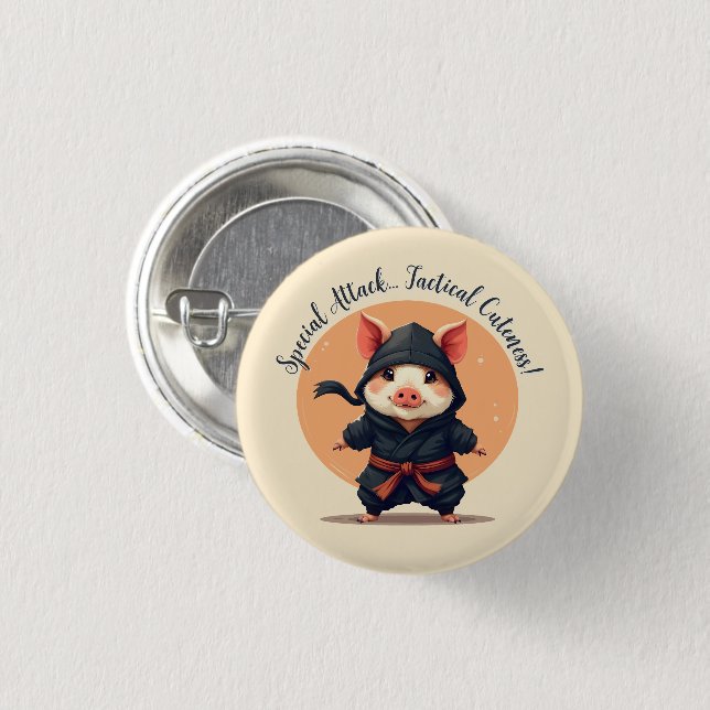 Ninja Pig 3 Cm Round Badge (Front & Back)
