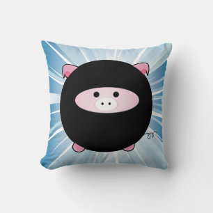 Ninja Pig on Blue Cushion