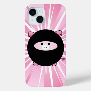 Ninja Pig on Pink iPhone 15 Case