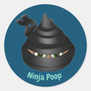 Ninja Poop Emoji Classic Round Sticker