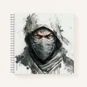 Ninja Portrait Warrior Painting Historic Adventure Notebook