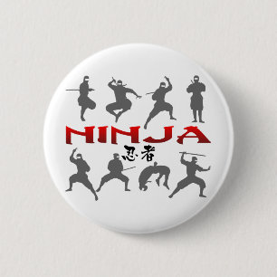 Ninja Pose Silhouette 6 Cm Round Badge