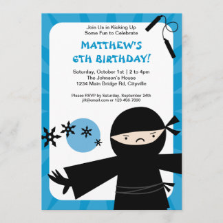 Ninja Power Blue Invitation