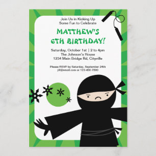 Ninja Power Green Invitation