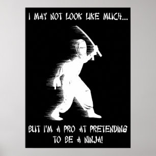 Ninja Pretending Funny Poster Humour