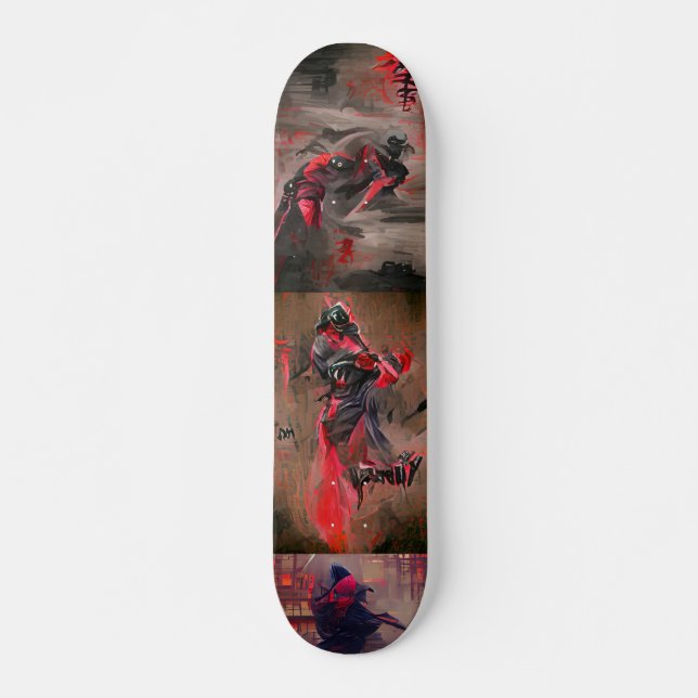 Ninja red death graphic abstract art  skateboard (Front)