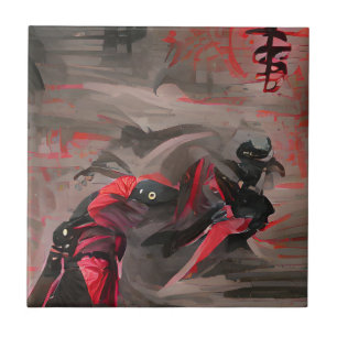 Ninja red death graphic abstract art  tile