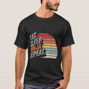 Ninja Retro Vintage Eat Sleep Ninja Karate Repeat T-Shirt