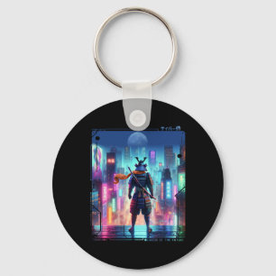 Ninja Samurai Electric Pole In Japanese Retro Cybe Key Ring