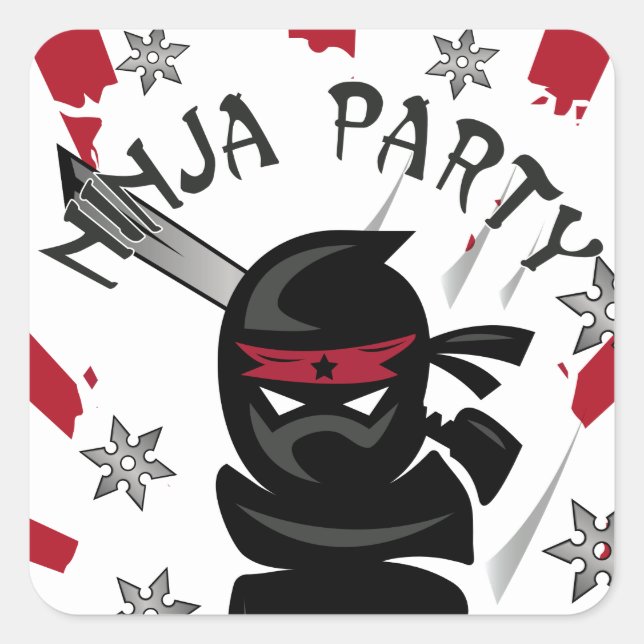 Ninja Samurai Warrior Birthday Party Stickers (Front)